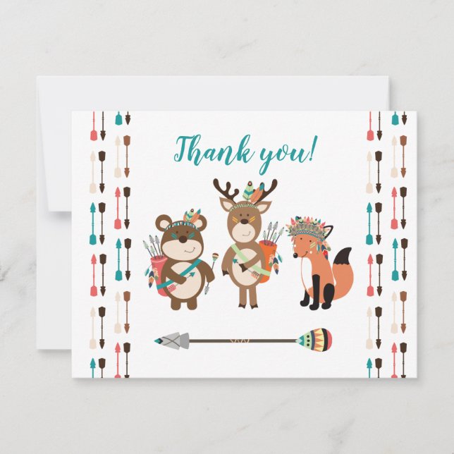 Woodland Tribal Boho Kinderdusche Danke für Ihre A (Vorderseite)