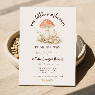 Woodland Unsere Kleine Pilz-Baby-Party Einladung