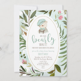 Woodland Vintag Greenery Teddy Bear Babydusche Einladung
