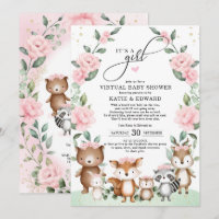 Woodland Virtual Baby Dusche Blush Floral Animes