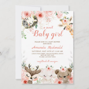 Woodland Wald Babydusche Einladung