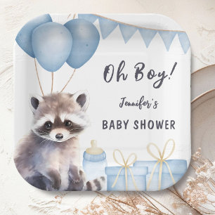 Woodland-Waschbär-Baby-Party Süßer Junge Pappteller