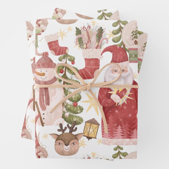 Woodland Wasserfarbe Weihnachten Weihnachten, Schn Geschenkpapier Set (Beispiel)