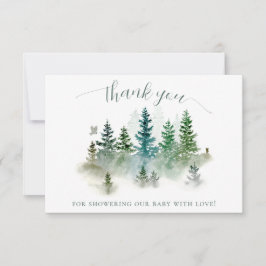 Woodland Watercolor Baby Shower Dankeskarte