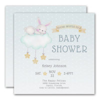 Woodland Watercolor Bunny Light Aquamarin Baby Dus