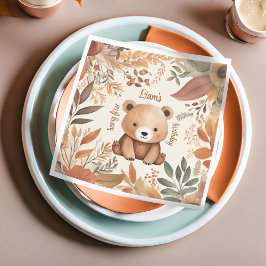 Woodland Watercolor Erstgeburt Babybären Fall Serviette