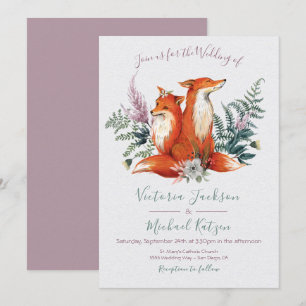 Woodland Watercolor Fox Hochzeitseinladungen Einladung