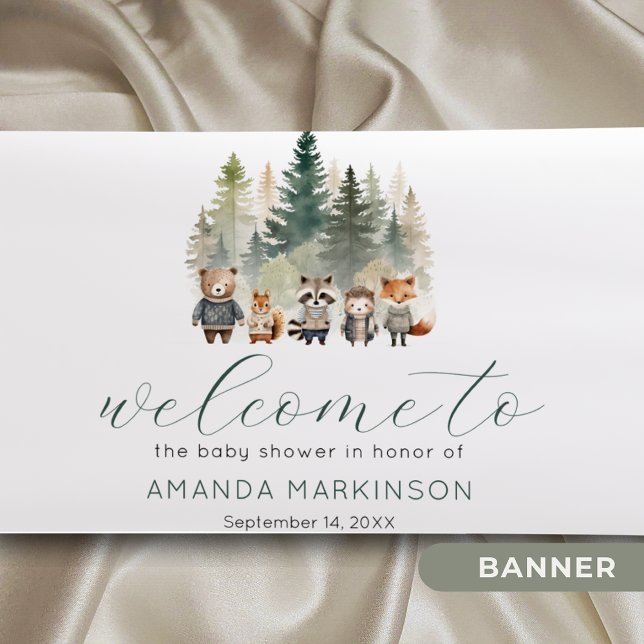 Woodland Watercolor Kinderdusche Willkommen Banner (Von Creator hochgeladen)