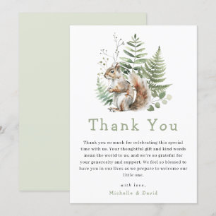 Woodland Watercolor Squirrel Baby Dusche Danke