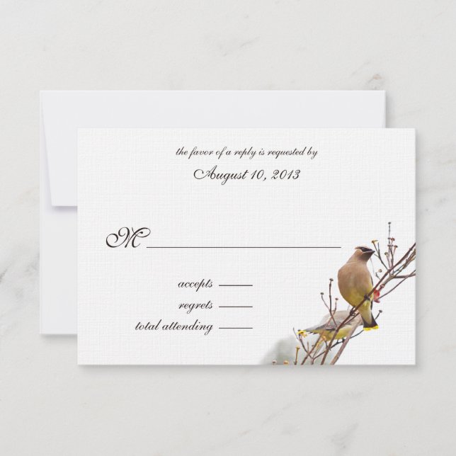 Woodland Waxwing Wedding RSVP (Vorderseite)