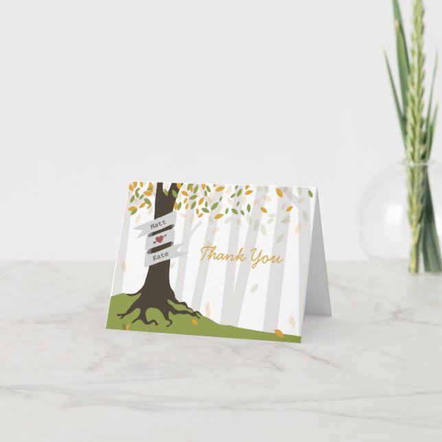 Woodland Wedding Vielen Dank - Frühherbst Dankeskarte (Vorderseite)