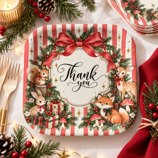 Woodland-Weihnachts-Geburtstags-Winter-ONEderland Pappteller