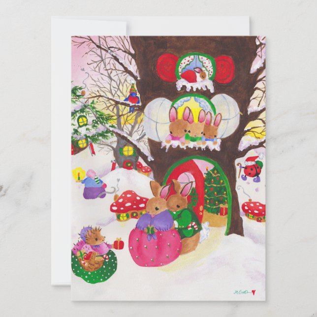 Woodland Weihnachtsfotokarte Feiertagskarte (Vorderseite)