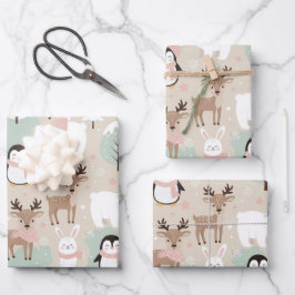 Woodland Whimsical Forest Animals Winter Geschenkpapier Set