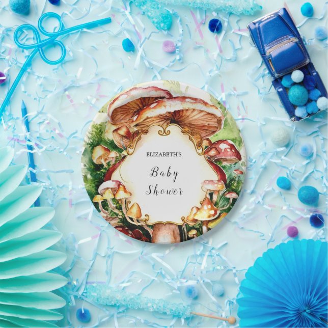 Woodland Whimsical Mushroom Baby Dusche Pappteller (Party)