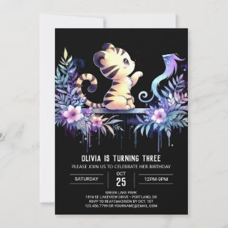 Woodland Whimsical Tiger Geburtstag Einladung