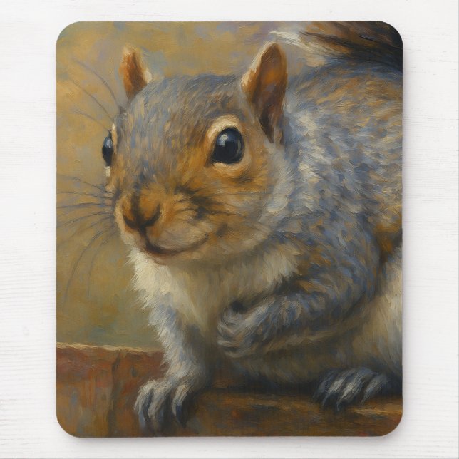 Woodland Whimsy - Realistisches Eichhörnchenportra Mousepad (Vorne)