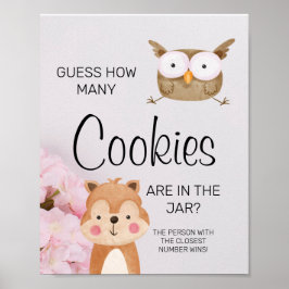 Woodland Wie viele Cookies Baby Shower Game Schild