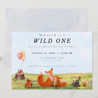 Woodland Wild Einladung zum ersten Geburtstag