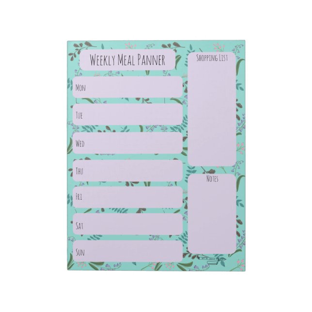 Woodland Wildblume Weekly Meal Planer Notizblock (Rotiert)