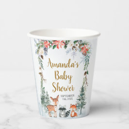 Woodland Winter Animal Forest Baby Dusche Pappbecher