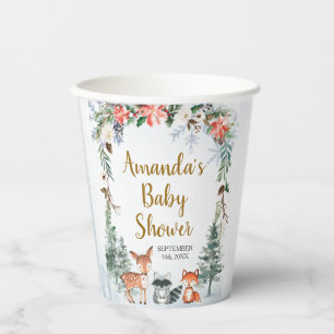 Woodland Winter Animal Forest Baby Dusche Pappbecher