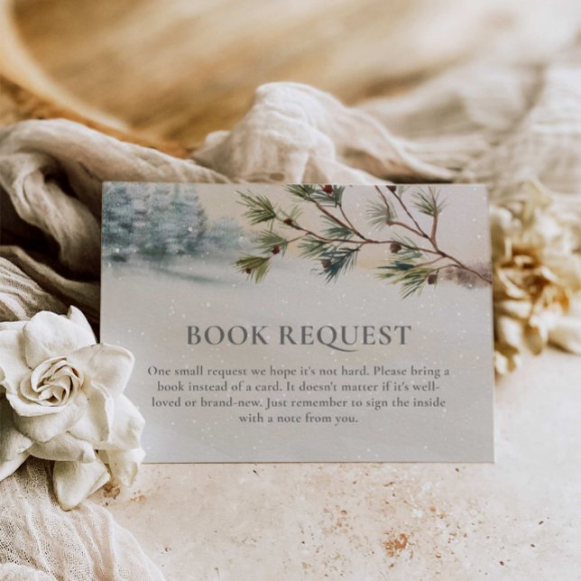 Woodland Winter Baby Showbuchanfrage Begleitkarte (Winter Forest Book Request Card)