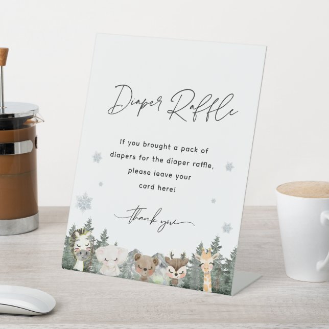 Woodland Winter Babydusche Windelwindeln Raffelzei Sockelschild (In SItu)