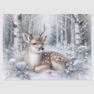 Woodland Winter Fawn Deer Seidenpapier