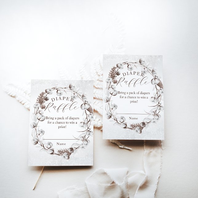 Woodland Winter Floral Diaper Raffle Baby Dusche Begleitkarte (Von Creator hochgeladen)