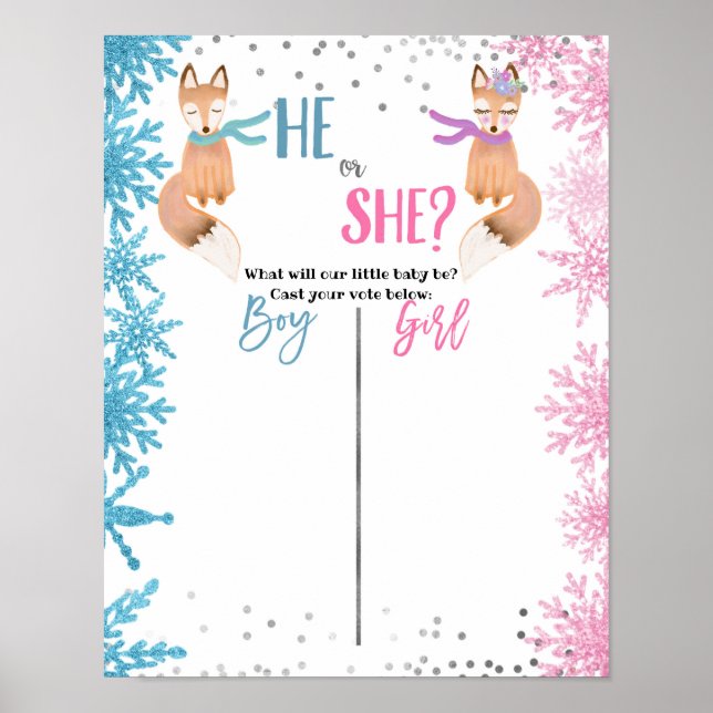 Woodland Winter Fox Animal Voster Board Poster (Vorne)