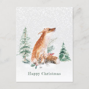 Woodland Winter Fox Pine Postcard Postkarte