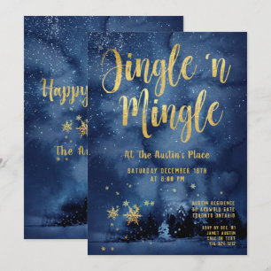 Woodland Winter Jingle Gold Feiertage Einladung