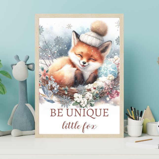 Woodland Winter niedlicher Fuchs Neugeborene Zimme Poster (Von Creator hochgeladen)