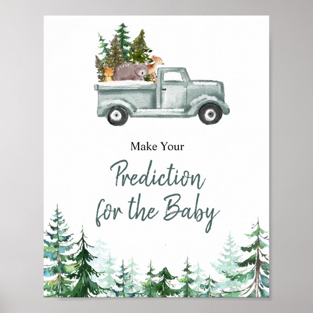 Woodland Winter Pine Trees Vorhersagen für Baby Poster (Vorne)