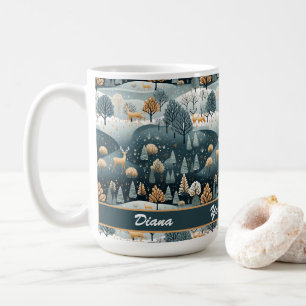Woodland Winter Skandinavien Kunst Personalisiert Kaffeetasse