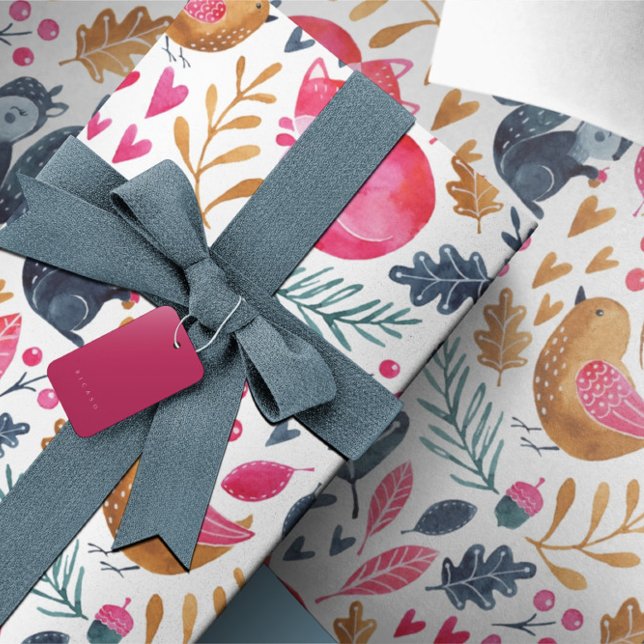 Woodland Winter Watercolor Fox Weihnachten Geschenkpapier (Woodland Winter Watercolor Fox Christmas Wrapping Paper from Ricaso. Stunning holiday gift wrap)