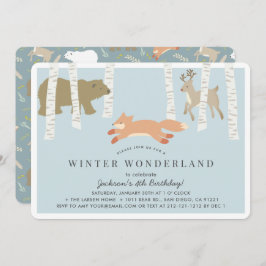 Woodland Winter Wonderland Blue Birthday Einladung