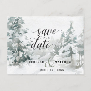 Woodland Winter Wonderland Postcard Save the Date Ankündigungspostkarte