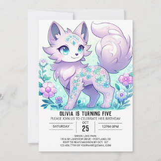 Woodland Wolf Digital Geburtstag Einladung