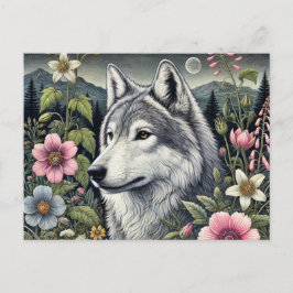 Woodland Wolf Postcard | Majestic Forest Wolf Art Postkarte