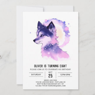 Woodland Wolf zum Geburtstag Einladung