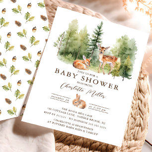 Woodland Wonder Deer Baby Dusche Einladung