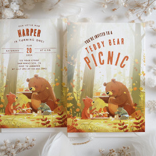 Woodland Wonder - Teddy Bear Picnic Erster Geburts Einladung