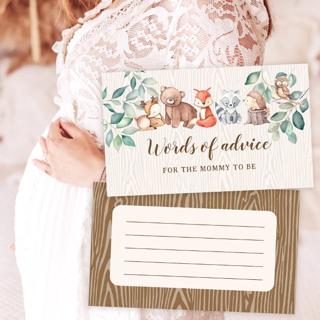 Woodland Wörter Ratschläge Baby Boy Duschkarten Begleitkarte (Von Creator hochgeladen)