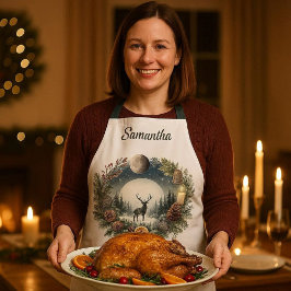 Woodland  Wreath with Deer Moon  Schürze