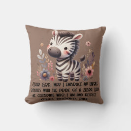 Woodland Zebra Kinder Christliches Gebet auf Brown Kissen