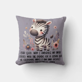 Woodland Zebra Kinder Christliches Gebet auf Lila Kissen