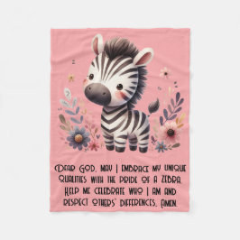 Woodland Zebra Kinder Christliches Gebet auf Rosa Fleecedecke
