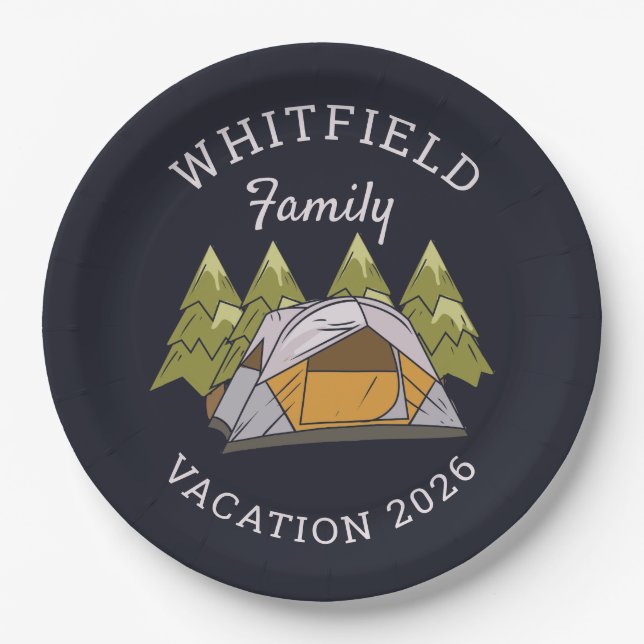 Woodlands Camping Trip Family Wiedersehen Custom Pappteller (Vorderseite)